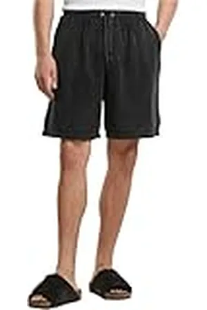 Urban classics Herrshorts, Acid tvättad muslinshorts, lediga korta byxor med tvättar för män, 100% bomull, , S