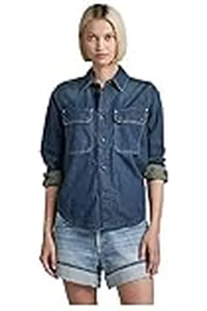 G-Star RAW Långärmad tröja för kvinnor, blå (antik blekande Scuba Blue D306-D888), L, , L