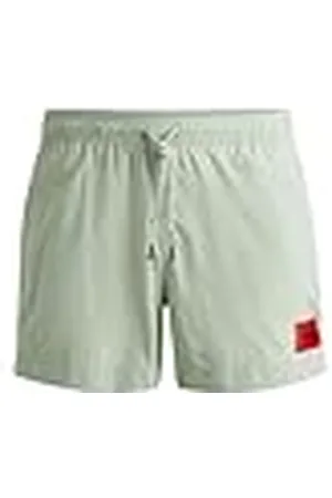 HUGO BOSS Dominica snabbtorkande badshorts för män med röd logotyp etikett, , S