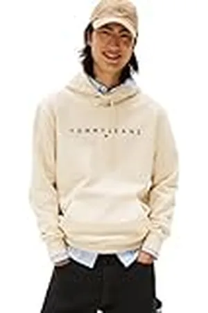 Tommy Hilfiger Herr TJM REG LINEAR LOGO HOODIE EXT DM0DM20746 pullover huvtröja, beige (ökensanddyn), XXL, , XXL