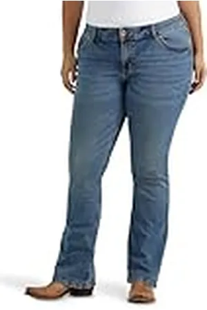 Wrangler Flickors western stretch stövel skuren jeans, Medium Blå, 24W x 32L