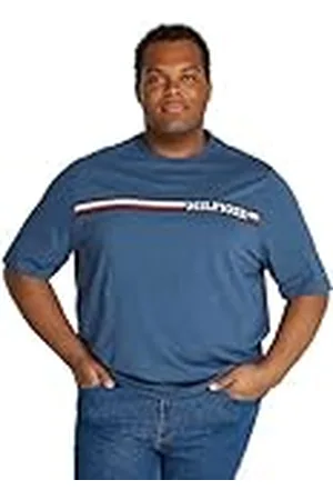 Tommy Hilfiger Mäns bröst rand kortärmad rund hals t-shirt, , XXL