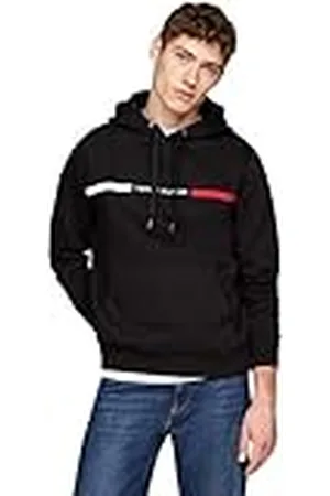 Tommy Hilfiger Herr HILFIGER CHEST INSERT HOODY MW0MW37361, pullover huvtröja, svart, XS, , XS