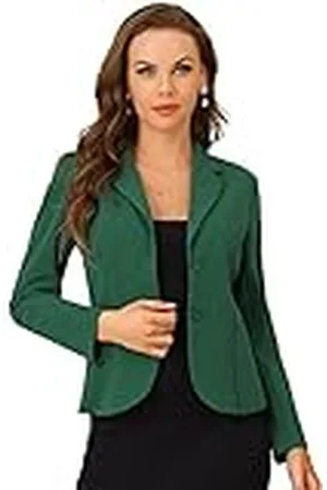 Allegra K Dam arbete kontor krage stretch jacka kostym blazer, , M