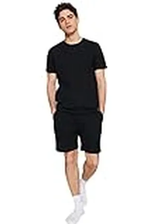 Trendyol Herr Enfärgad Stickad T-skjorta Kort Pyjamasset, , XXL