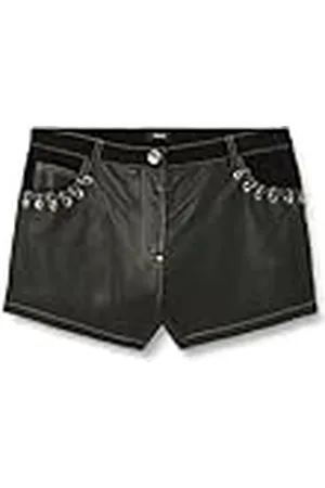 Pinko Dam Scoop läder och mocka med metalldekor lediga shorts, , 40, , 40 SE