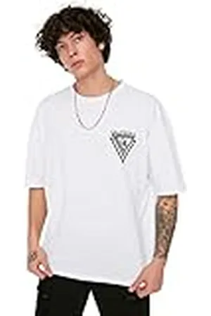 Trendyol Herr vit manlig överdimensionerad kortärmad Ba t-shirt, , XXL