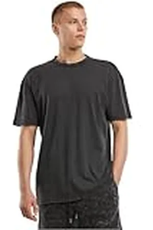 Urban classics T-shirt för män, tvättad rib, t-shirt, avslappnad t-shirt för män, 100% bomull, normal passform, storlekar S–5XL, , XL
