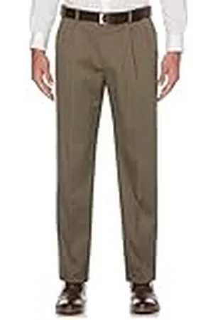 SAVANE Mäns stretch ultimat prestanda veckade chinos byxor med expanderbart midjeband (midjestorlek 30-60 stora och långa), , 52W x 32L Tall