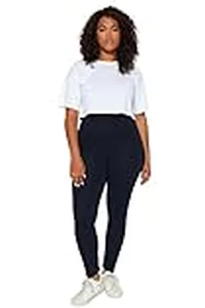 Trendyol Dam hög midja skinny slim fit överdimensionerade lårstrumpbyxor, , XXL