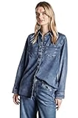 Street one Damjeansskjorta med bröstfickor, Medium Blue Soft Random, 42