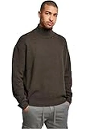 Urban classics Herr oversized Roll tröja stickad tröja extra stor polotröja med mock hals, enkel tröja för höst och vinter, storlek S till 5XL, , XXL