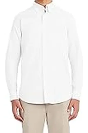 Nautica Mens School Uniform Long Sleeve Performance Oxford Button-down Button Down Shirt, White, Medium US
