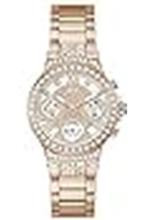 Guess Damer sport multifunktion glitter med kristaller 36 mm klocka – rosa urtavla roséguld ton rostfritt stål fodral & armband, , En storlek, Månsken