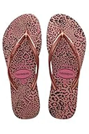 Havaianas Dam Slim Animals RoseGolden Flip-Flop, Krokus Rose/Golden Blush, 3/4 UK, Krokus ros gyllene rodna, 35/36 EU