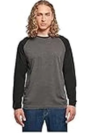Build Your Brand Mäns kontrast Raglan långärmad skjorta T, , 5XL