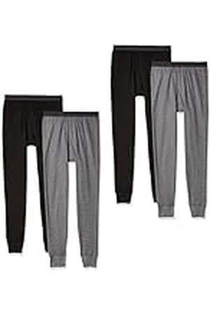 Fruit Of The Loom Pyjamasunderdel för män, Svart/Greystone Heather 4-pack, L