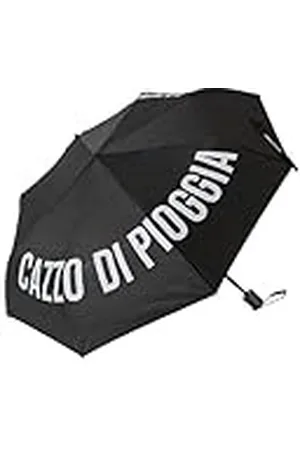 Fisura – Hopfällbart paraply “cazzo di pioggia” svart. Praktiskt och tåligt mot blåst. Resestorlek med automatisk mekanism. 96 cm i diameter när det är utfällt.