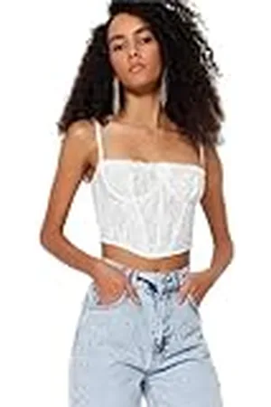 Trendyol Kvinnor glam anpassad fyrkantig krage vävd bustier, , 40