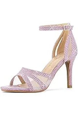 Allegra K Damer glitter ankelrem stilett klackar sandaler, rosa/lila – storlek: 39,5 EU, , 40 EU