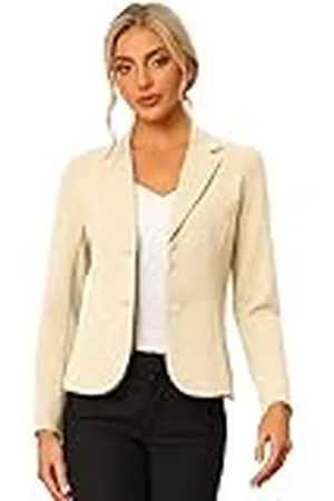 Allegra K Dam arbete kontor krage stretch jacka kostym blazer, , M