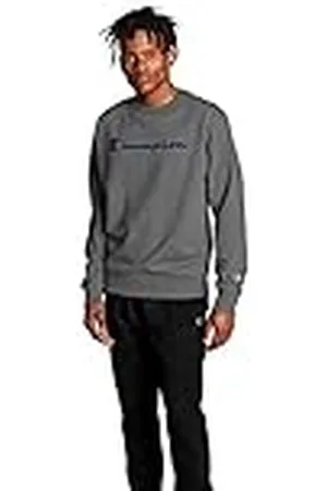 Champion Powerblend sweatshirt för män, Granit Heather/ Script, L