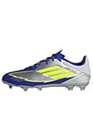 adidas Unisex - Vuxen F50 LEAGUE Football boots FG/MG, Silver Metallic/Solar Yellow/Lucid Blue, 48 2/3 EU