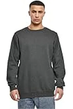 Urban classics Herrtröja Basic Terry Crew, klassisk herrtröja av Terry-bomull, storlekar S–5XL, finns i olika färger, Grå (träkol 00091), S