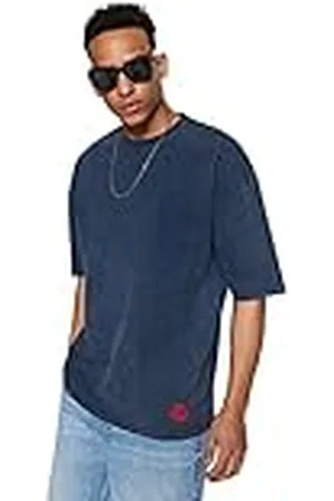Trendyol För män överdimensionerad basic rund hals stickad t-shirt, , S