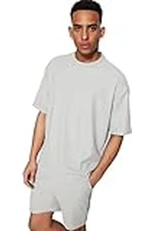 Trendyol Herr man överdimensionerad enkel rund hals stickad t-shirt, , S