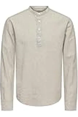 Only & Sons Långärmad tröja för män – slim fit XS S M L XL XXL beige vit, , XL