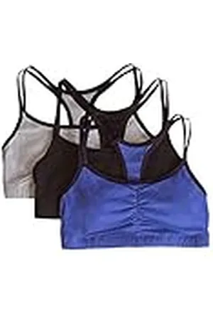 Fruit Of The Loom Spaghetti rem bomull pull over 3-pack sport-bh, grå hej/marinblå Heather/svart, 36, , 36