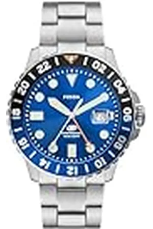 Fossil Blue herrklocka, GMT-urverk med armband i rostfritt stål eller läder
