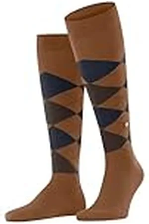 Burlington Män Edinburgh knästrumpor andas klimatreglerande lukthämmande ull platt söm tryckfri fotspets argyle fashionabel vardag business one -SIZE-FITS-ALL present 1 par, , 40-46