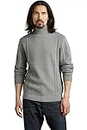 G-Star RAW Herr struktursköldpadda stickad tröja, flerfärgad (medium grå Htr D239-8073), M