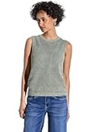 Street one SOL_Shiny halvcardigan topp trädgård grön 36, , 36
