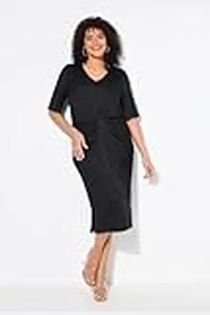 Ulla Popken Dam stora storlekar överdimensionerade plus size jerseyklänning med knutar, , 54-56