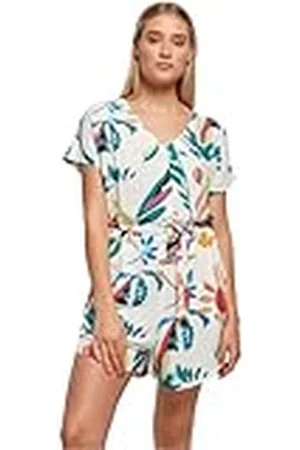 Urban classics Kvinnors damer kort viskosbälte jumpsuit t-shirt, , XL