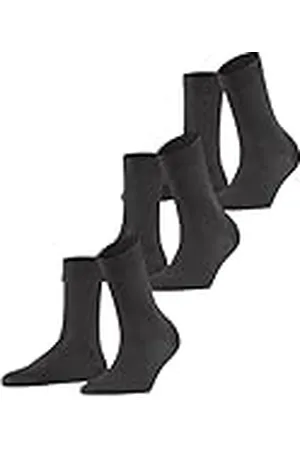 Falke Dam bomull touch 3-pack strumpor andningsbara hållbara tunna enkla eleganta lysande färger platt söm i tåområdet för klänning avslappnad affärslook multipack 3 par, Grå (Antracit 3529) ny