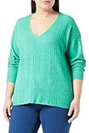 VERO MODA Dam VMINNIE LS V-hals tröja GA Boo Curve stickad tröja, ljusgrön/detalj: Melange, S-42/44, , 42/44/L