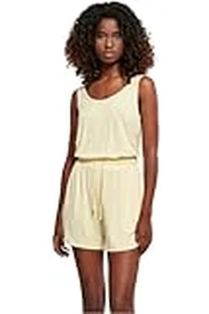 Urban classics Dam kort ärmlös modal jumpsuit T-shirt för kvinnor, softyellow, S