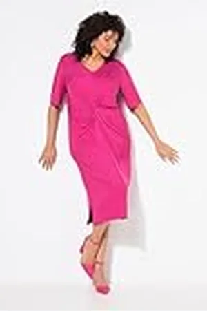 Ulla Popken Dam stora storlekar överdimensionerade plus size jerseyklänning med knutar, , 58-60