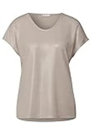 Street one SOL_belagd v-hals skjorta Moonstone sand 40, , 40