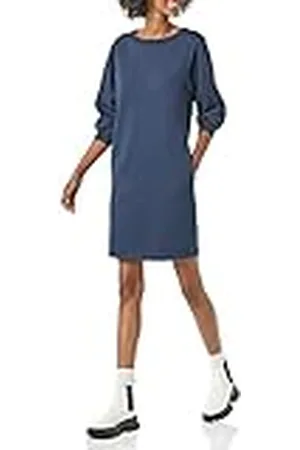 Amazon Kvinnors fleece blus ärm rund hals sweatshirt klänning (finns i plusstorlek), marinblå, Large