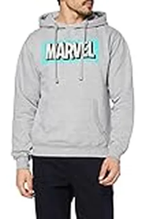Marvel Herrtröja retro logotyp med huva, grå ljunga, S