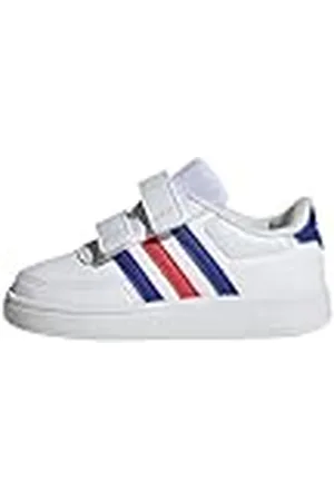 adidas Unisex - Bebis Breaknet Lifestyle Court Two-Strap Hook-and-Loop Shoes, Cloud white/lucid blue/bright red, 27 EU