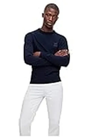 HUGO BOSS Kanovano herrtröja med rund hals i bomull och kashmir med logotyp, , M