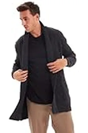 Trendyol Herr vanlig standard sjal krage stickad cardigan, , XL