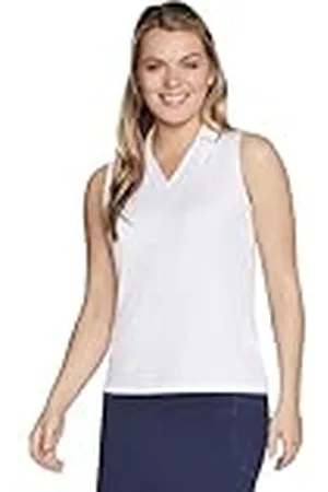 Skechers Dam Godri Swift Club ärmlös pikétröja, vit/överdådig trädgård, liten, , S