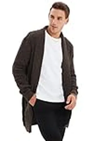 Trendyol Herr vanlig standard sjal krage stickad cardigan, , L
